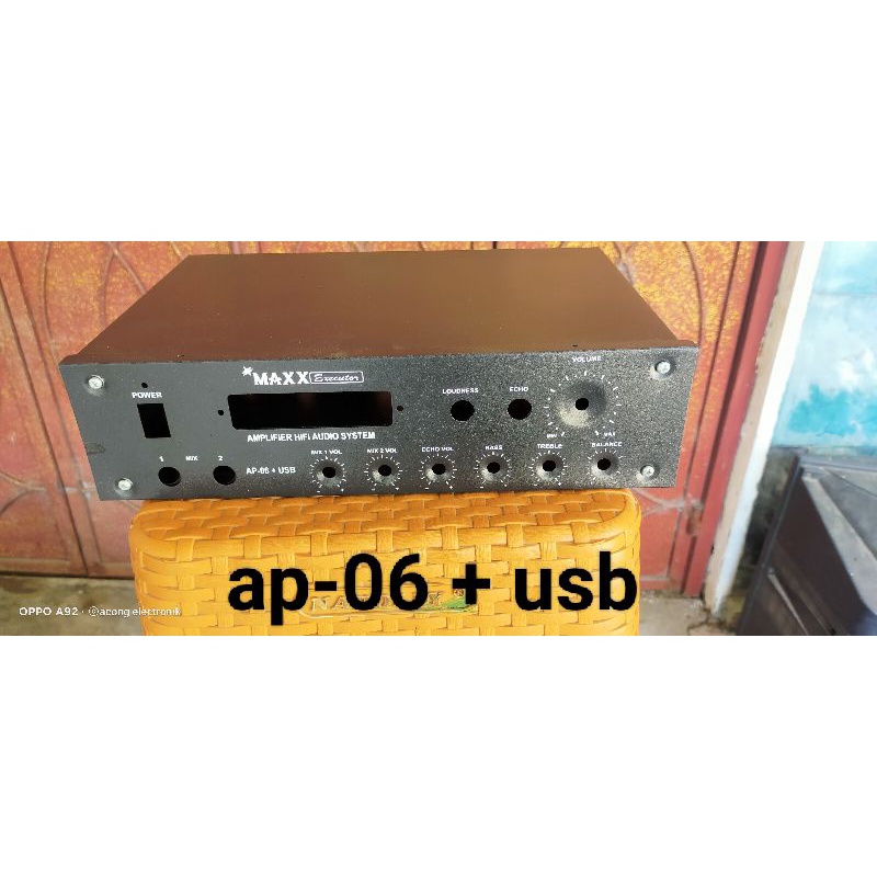 box amplifier+lubang usb AP-06+usb lengkap dengan asesorisnya