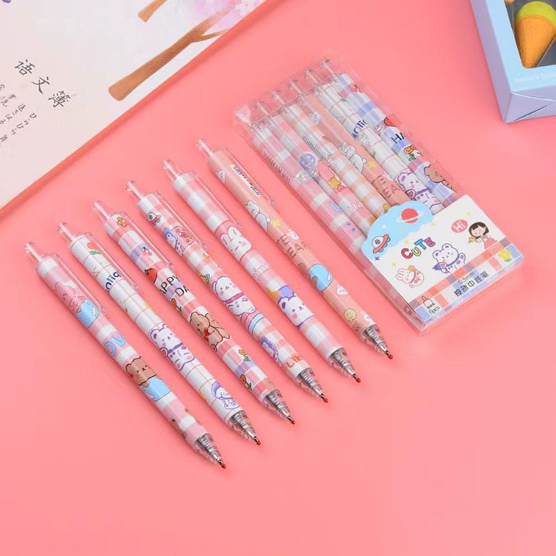 1SET PULPEN MEKANIK TINTA HITAM KARAKTER LUCU KOREAN GIRL | BOLPEN TULIS ANAK SEKOLAHAN KANTORAN | PENA PEN STATIONERY