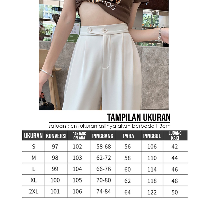 CJWP-H987 TINO TINO PANTS KULOT CELANA KANCING HW CULLOTE PANTS HIGHWAIST WANITA KULOT KARET
