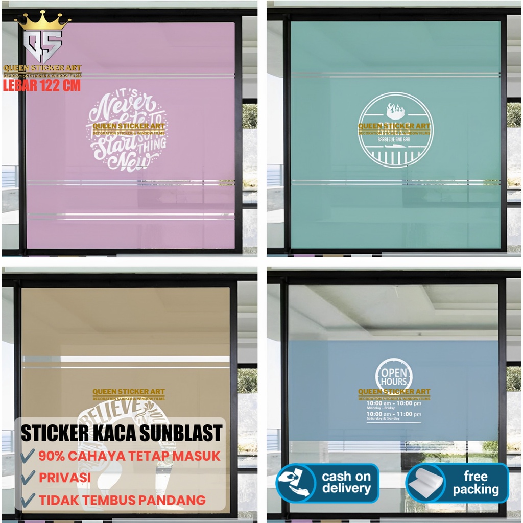 Jual Stiker Kaca Sunblast Sticker Sanblast Sunblas Polos Warna Biru Coklat Hijau Pink Lebar