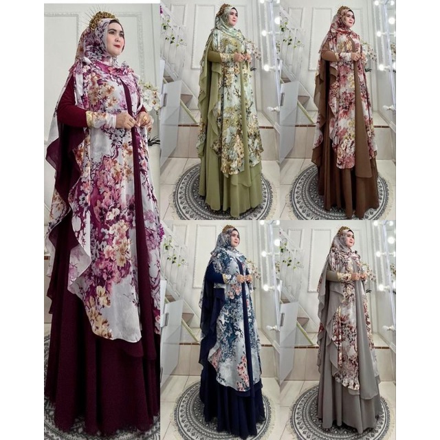 Jubah set khimar hoodie Print motifBy dijah
