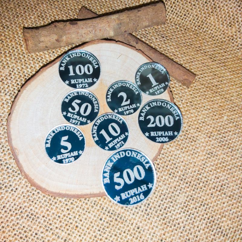 Replika Uang Koin Kuno bahan mahar akrilik silver/perak dummy replika Uang kuno mahar nikah 1 rupiah