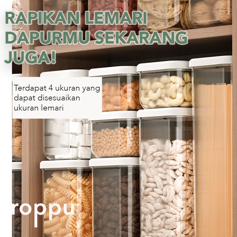 Roppu Toples Kaca Akrilik Makanan Kedap Udara Tempat Snack