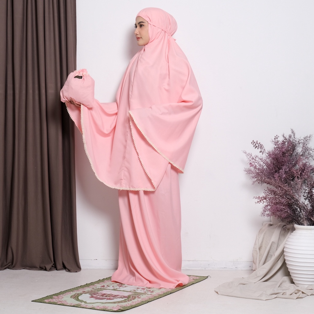 Full set Sajadah + Mukena Syakila Traveling Series Katun Premium Polos Adem Dewasa