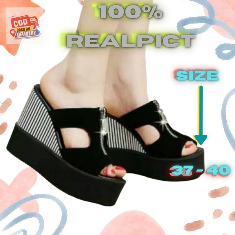Sandal Sendal Wadges Wegdes Wejes Weges 12cm Wanita Terbaru DH 158FN