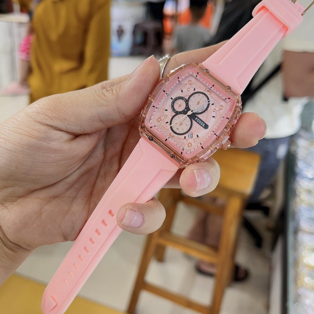 BEST SELLER JAM TANGAN FS WANITA O65 TALI RUBBER TANGGAL AKTIF BODY KOTAK DM 3.8CM FREE BOX &amp; BATERAI || JAM TANGAN FASHION WANITA JAM TANGAN CEWEK MURAH