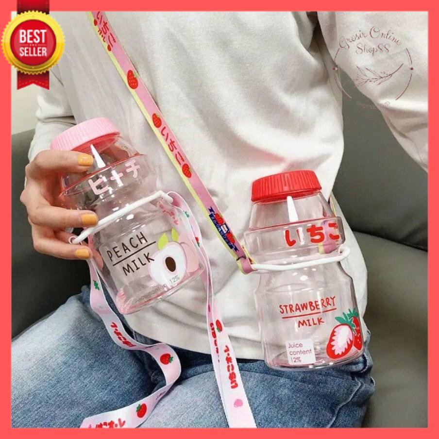 GOS -C315- Botol Minum Anak Korea - Botol Minum Bening Anak Model Fruity - Botol Minum Viral Motif Buah