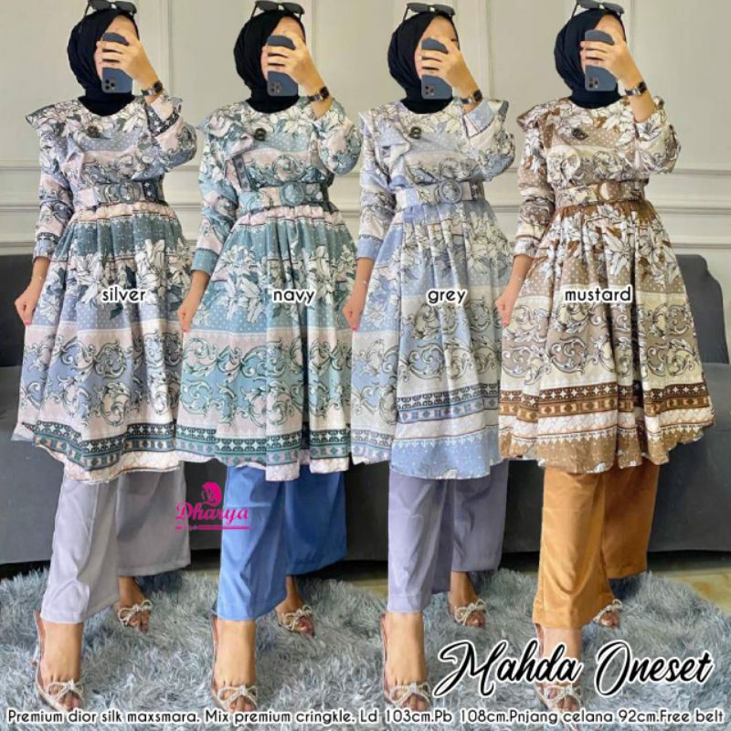 MAHDA ONE SET BAHAN PREMIUM DIOR SILK MAXMARA MIX PREMIUM CRINCLE LD  103 CM PB 108CM PINGGANG CELAN