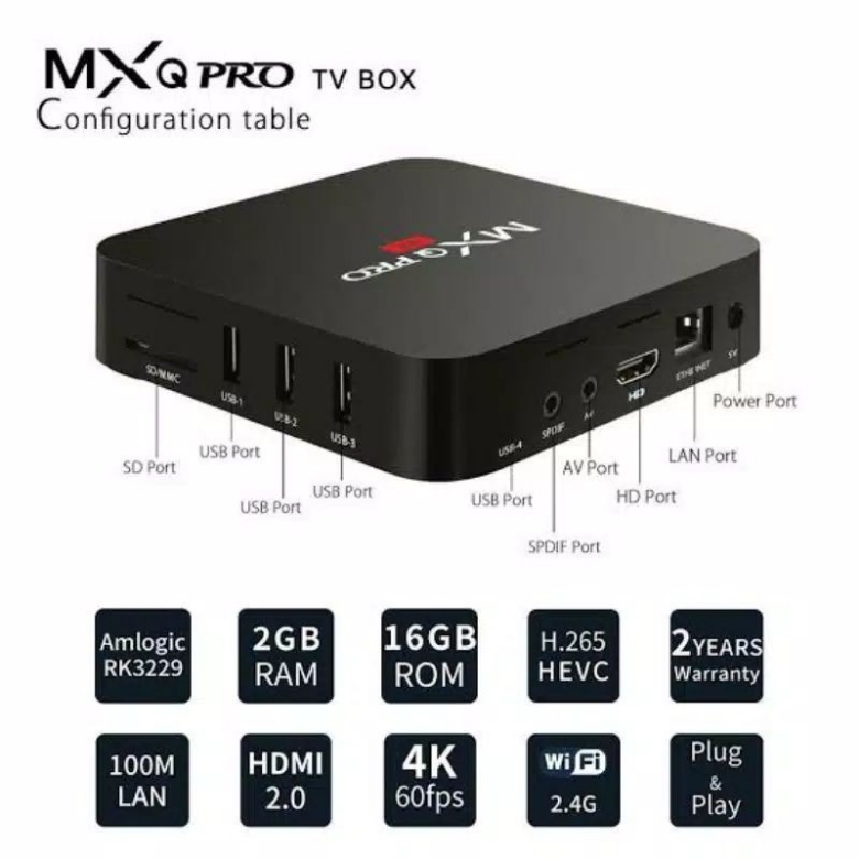 【COD】MXQ TV BOX Android 10.0 4K HD Quad Core Smart Android Box 2+16GB 2.4GHz WiFi Versi Rumah Media Media TV BOX