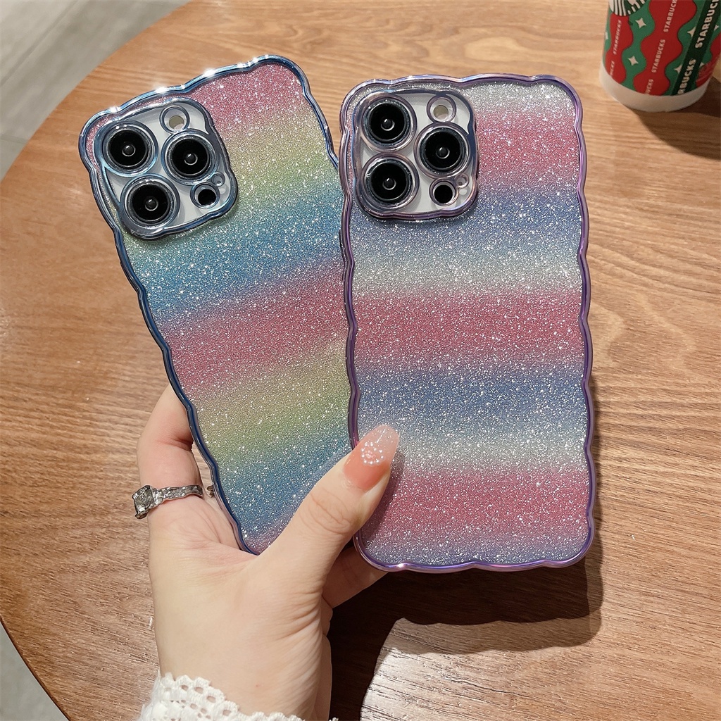 Soft case TPU Transparan glitter Pelangi Cover iPhone 14 Pro Max plus 13 12 11 Pro Max 14 Pro Max