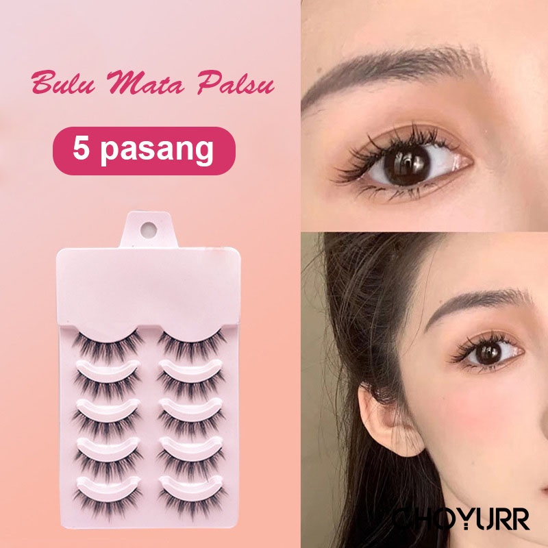 【COD】5 Pasang Bulu Mata Palsu Korea Natural / 3D Bulu Mata Palsu Dolly Eyelashes /  False Eyelashes 3D / Air False Eyelashes Comic Eye / Douyin Makeup Untuk Cosplay -CH