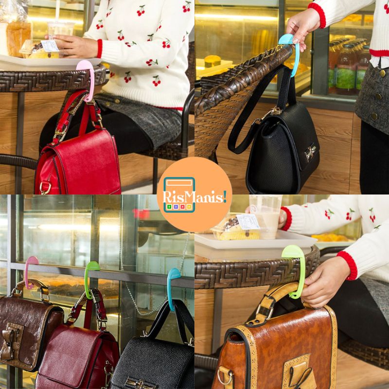 BAG HANGING HOLDER - Hanger Tas Gantungan Pengait Handbag Tote Bag Tempel Sisi Pinggiran Meja Sandaran Kursi Cantolan Travel Hemat Tempat Organizer Portable Hook Pouch Display Toko