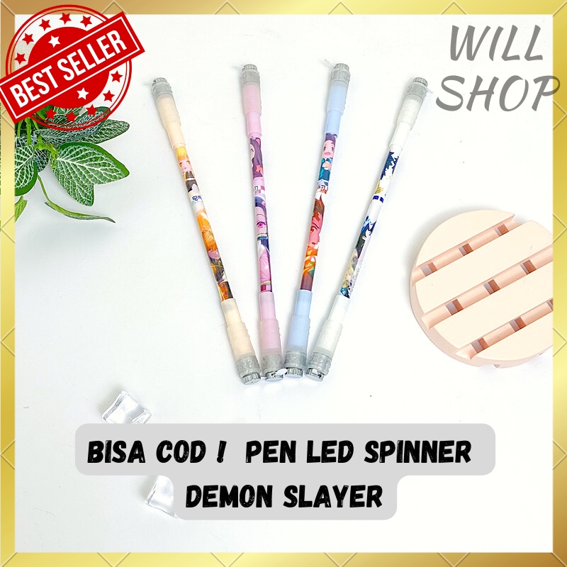

PULPEN PUTAR MAGNET LED MOTIF DEMON SLAYER / PULPEN GEL BISA NYALA TINTA GEL WARNA HITAM BISA COD