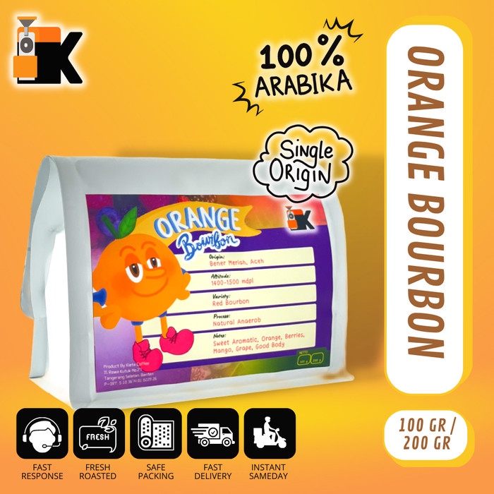 

Arabika Orange Bourbon 200gr - 100gr, Giling Sedang