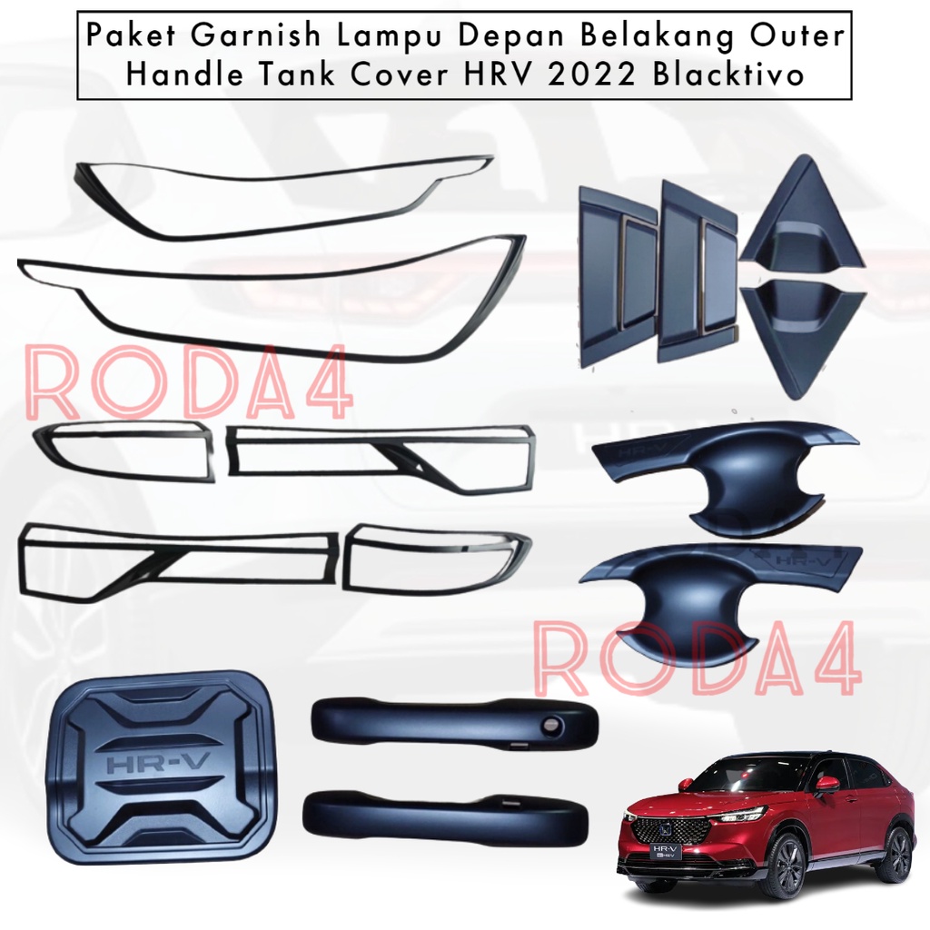 Paket Garnish HRV 2022 Lampu Depan Belakang Mobil Hr-v 2023 Chrome Carbon Blacktivo