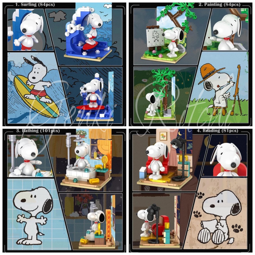 Mainan blocks / Mainan Balok brick DIY edukasi blind box snoopy original lisensi