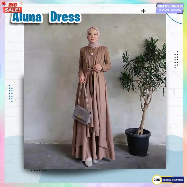 Baju Muslimah Terbaru Gamis Casual Kekinian Jumbo Games Putih Lebaran 2023 Casual Cod Fidella Dress 