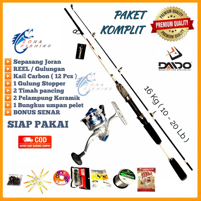 PAKET KOMPLIT Set JORAN REEL DAIDO Pancing Original Japan Style