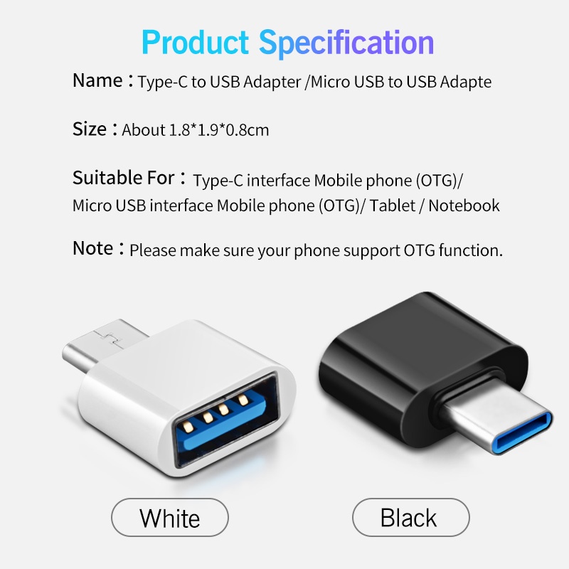 OTG MINI PERSEGI Usb Type C Port Konektor Non Cable USB Murah AH012 - ACS