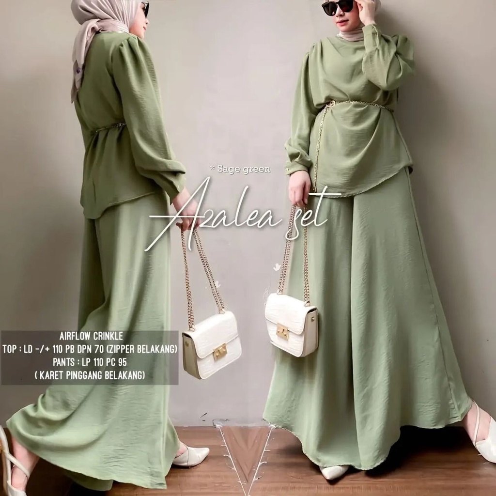 AZALEA SET MC BAHAN CRINKLE AIRFLOW MOTIF POLOS Setelan Wanita Kekinan Jumbo Ukuran M L XL XXL SETELAN WANITA KOREAN STYLE MUSLIM ONE SET FASHION MUSLIM KONDAGAN