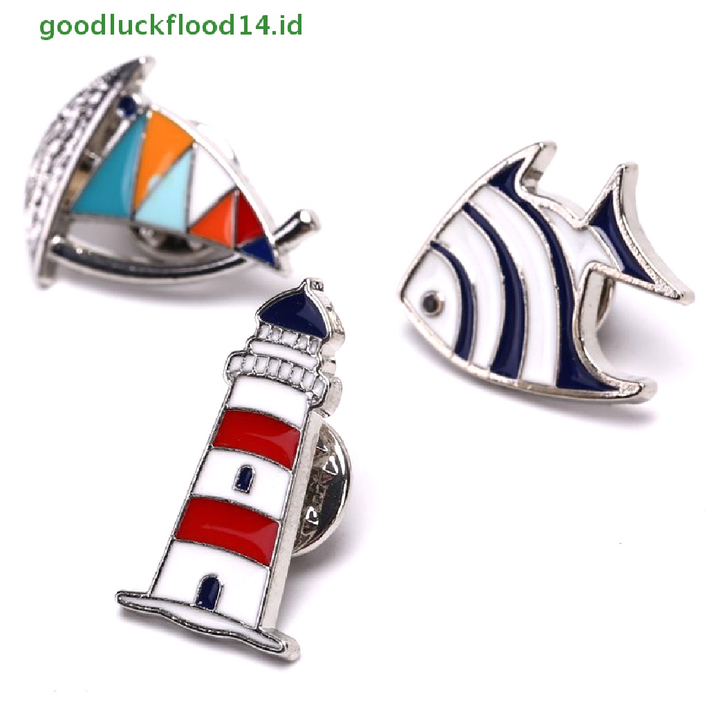 [GOOGFOUR] Mode Enamel Perahu Layar Ikan Menara Navy Bros Lencana Korsase Perhiasan Hadiah [TOP]