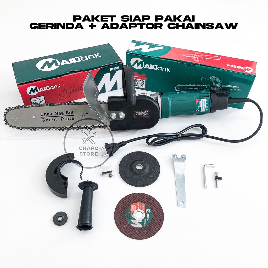 Mailtank paket set hemat gerinda adaptor chainsaw mini adaptor adapter chainsaw gergaji potong kayu