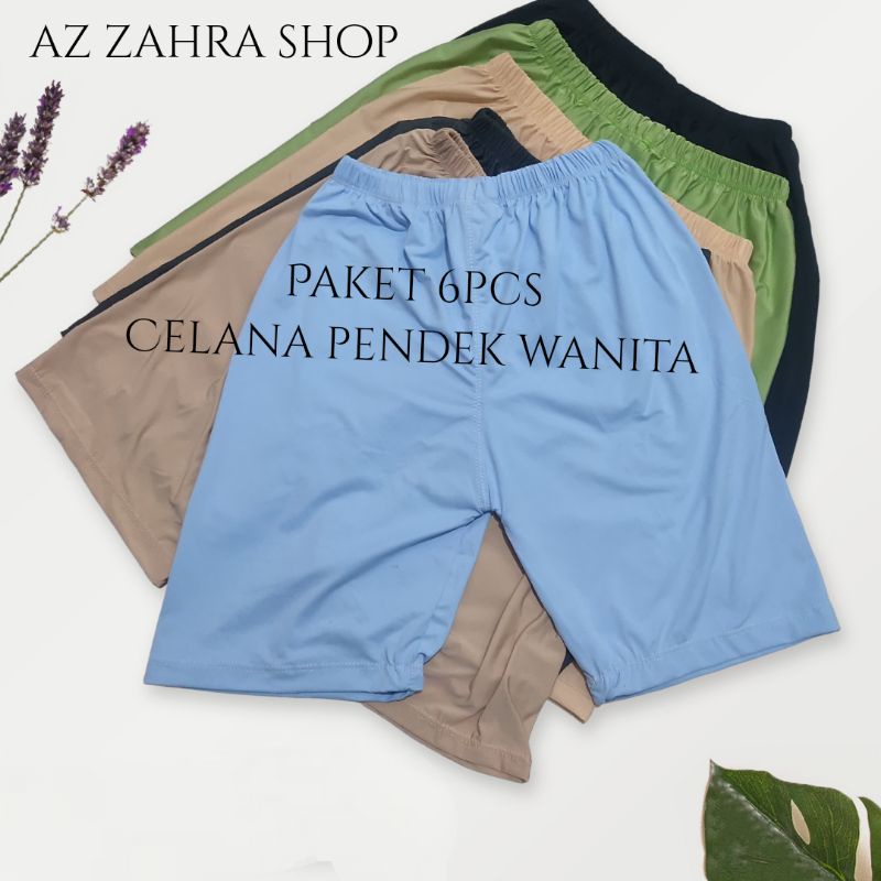 Paket 6pcs. Celana pendek wanita // Celana short wanita motif polos
