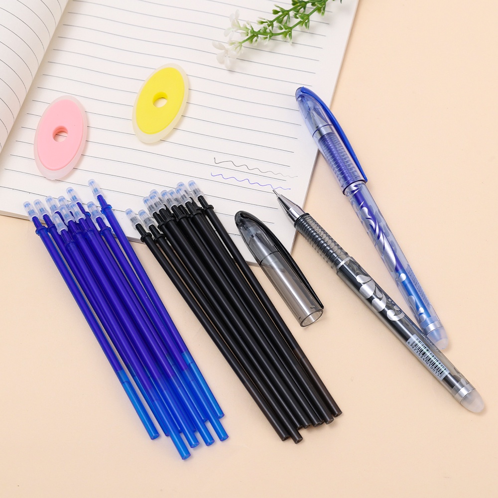 Gaya Sederhana Dihapus Pena Netral Set Dengan Karet 0.5mm Hitam Biru Refill Diganti Tinta Pena Siswa Menulis Kesalahan Koreksi Pena Alat Tulis