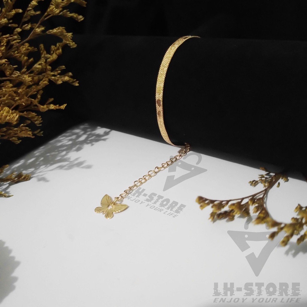 Gelang Tangan Aesthetic Gepeng Pipih Gold Berlapis Emas Terbaru Anti Karat