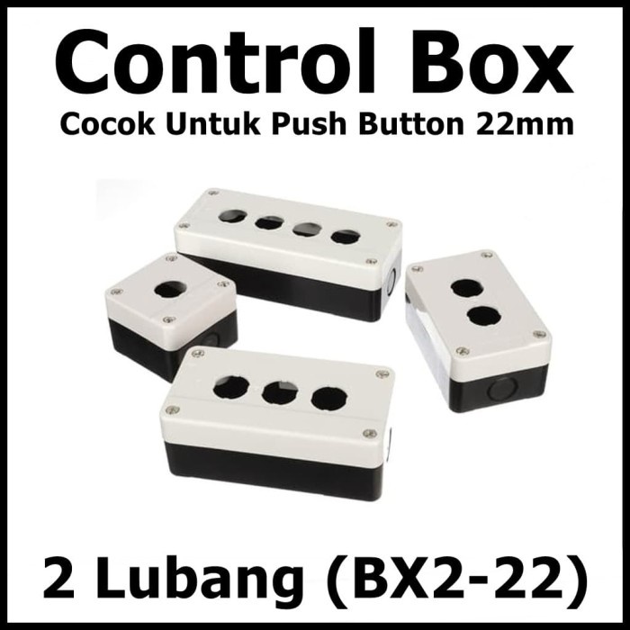 Control Box Push Button 22mm 2 Lubang BX2 Warna Putih