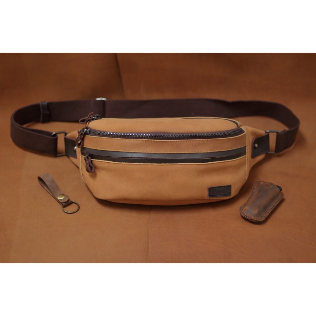 Waistbag Pusiill F7.3/Waistbag Full Kulit Sapi Asli/Tas Selempang Full Kulit Asli