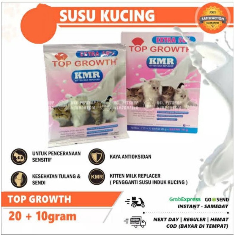 SUSU KUCING TOP GROWTH 1 SACHET 30 GR SUSU ANAK KUCING / SUSU KUCING