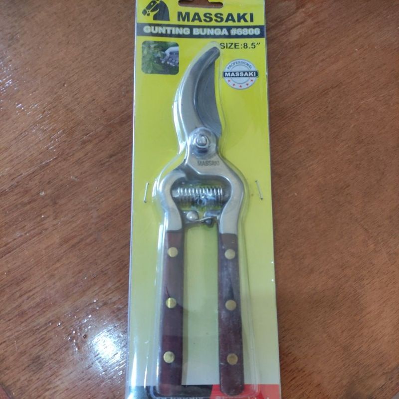 gunting dahan ranting MASSAKI gagang kayu / gunting bunga gagang kayu MASSAKI 8,5 &quot;