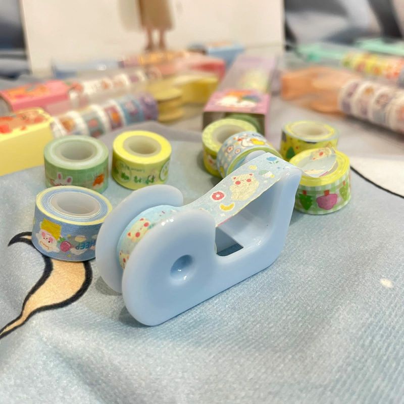 

Paket isi 8 pcs mini solatip & dispenser tape warna warni unik lucu