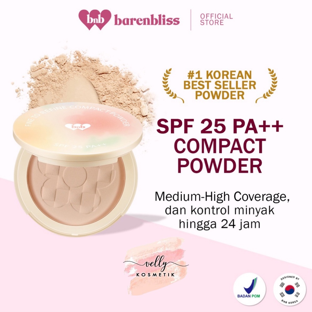 BNB barenbliss Korean Bloomatte Fine to Refine Compact Powder 「24H oil control」Bedak Padat