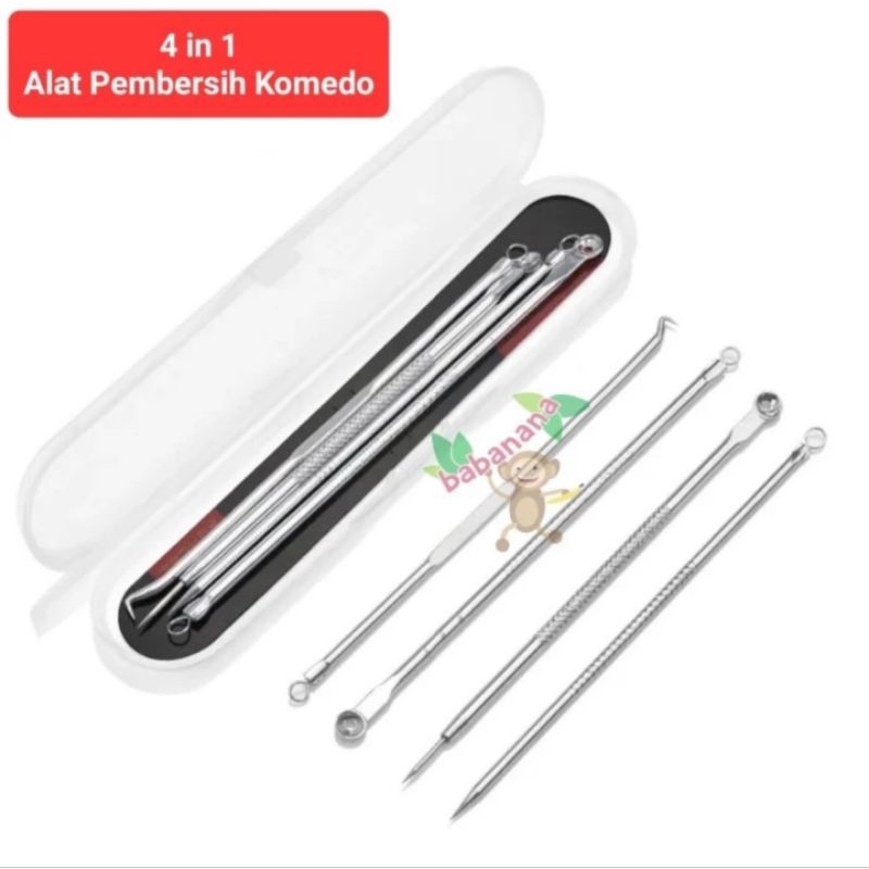 4 in 1 Alat Pembersih Komedo Pencet Jepit Jerawat Facial Wajah
