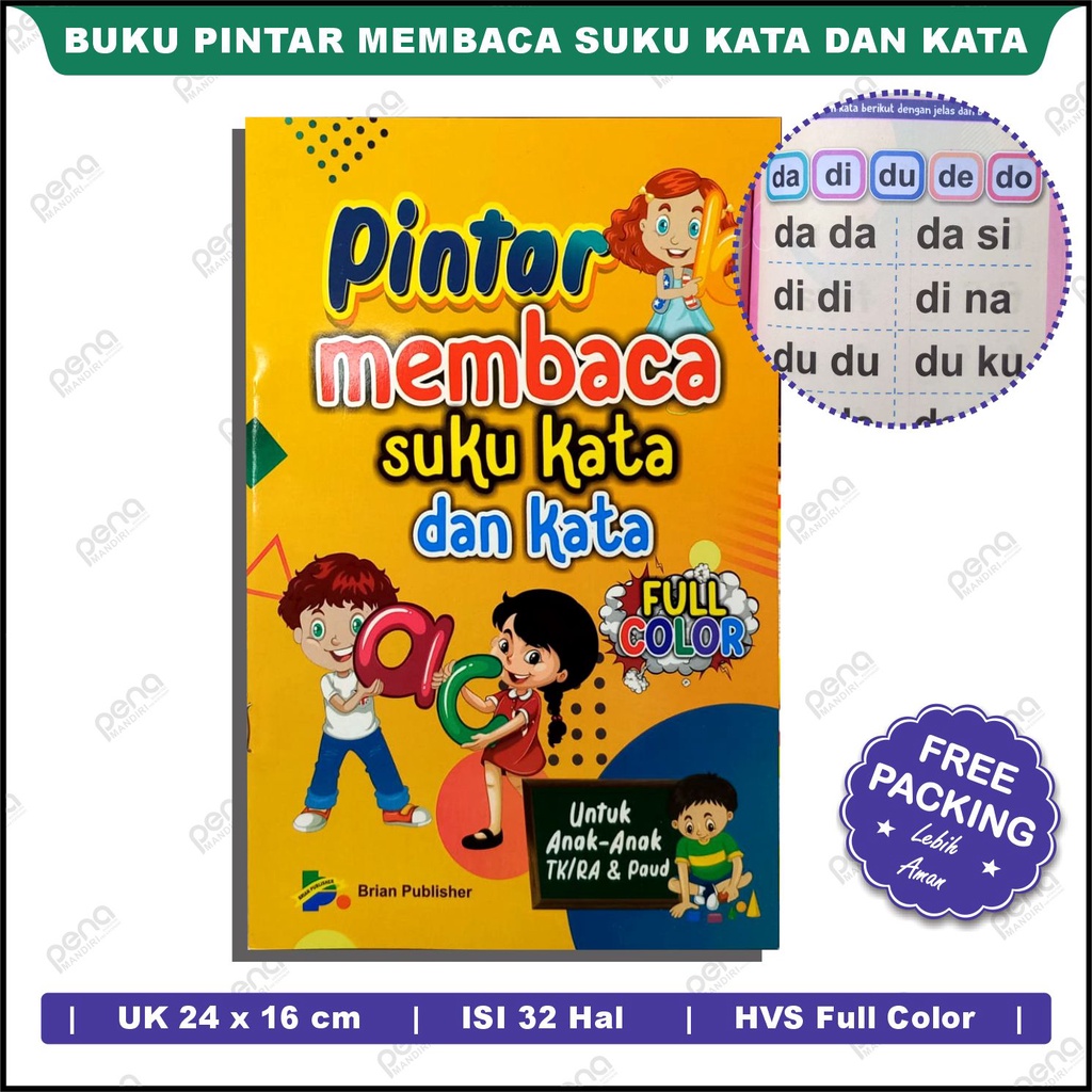 Buku Belajar Membaca Pintar Membaca Suku Kata Dan Kata Untuk Anak Paud Tk Sd (Brian Publisher)