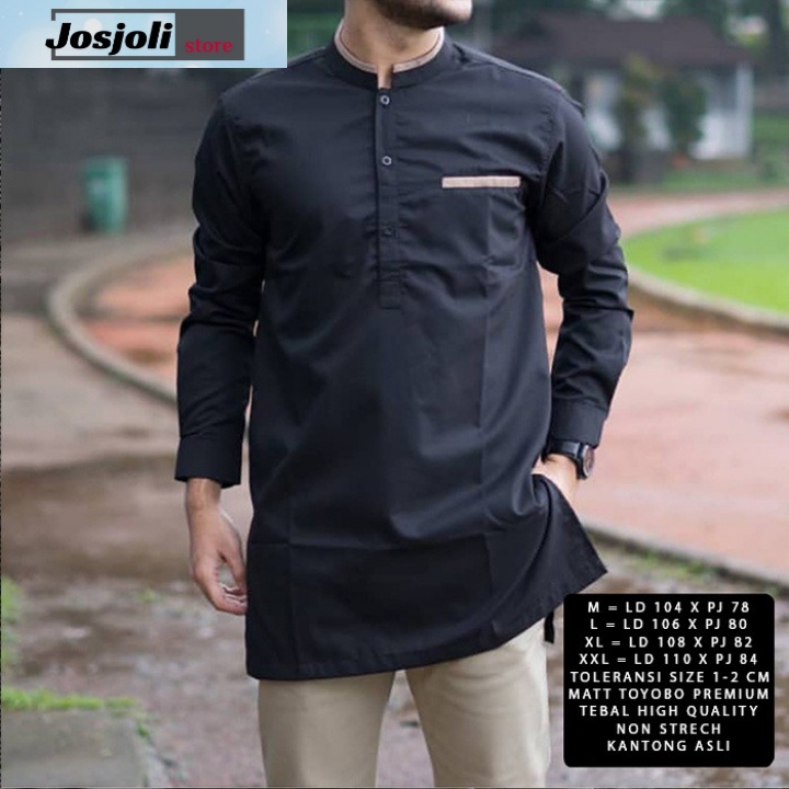 JOSJOLI_STORE/Baju Koko Anwa/Kemeja Koko Pria/Pakaian Muslim Pria Dewasa Lengan Panjang/Size M,L,XL,XXL