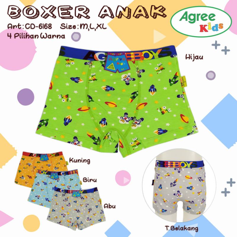 3 PCS CELANA DALAM AGREE 6168/CD BOXER ANAK LAKI-LAKI - FULL PRINT WARNA