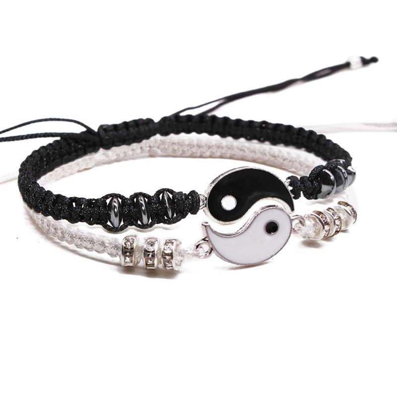 2pcs Gelang Couple Persahabatan Best Friend Bracelets Yin Yang Tai Chi Kalung Gelang Set Perhiasan Untuk Wanita