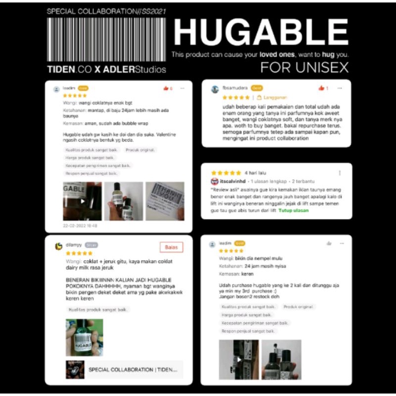 HUGABLE eau de parfum Edp 35ml for UNISEX SPESIAL COLLABORATION