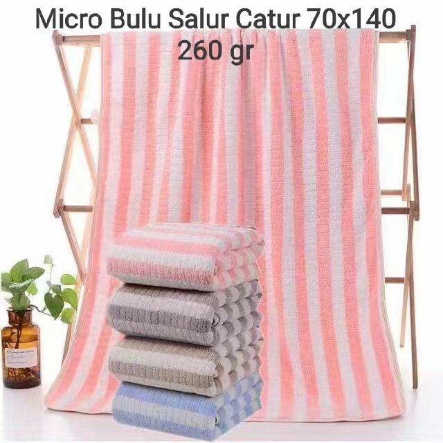 Handuk Mandi Dewasa Microfiber Motif SALUR CATUR Uk.70x140 cm