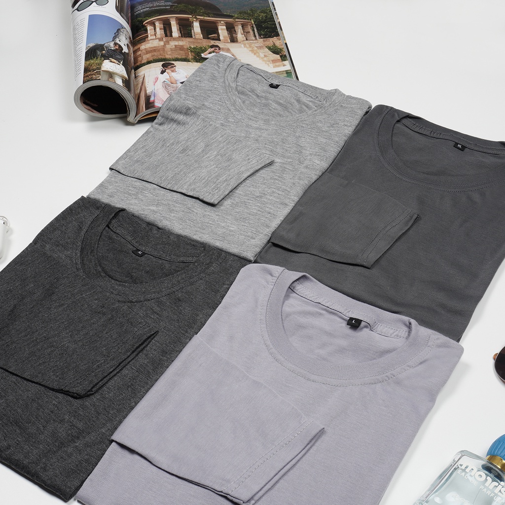 KAOS LENGAN PANJANG PRIA WANITA COTTON PREMIUM ROUND NECK REGULER FIT - KAOS POLOS PRIA LONGSLEEVE - Kaosindo