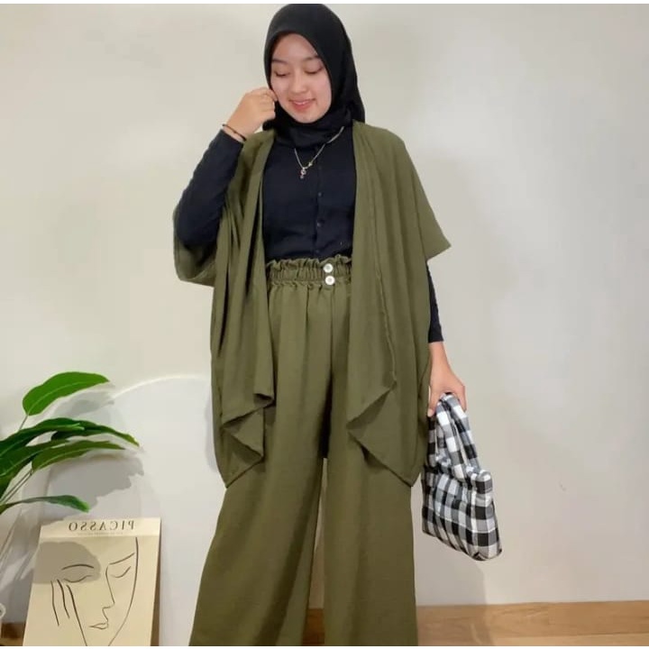 BEFAST - ZSO OOTD SETELAN WANITA DILLA / ONE SET OUTER KULOT JUMBO BAHAN CREPE / Oneset Polos Terlaris / Setelan Wanita Terbaru / Pakaian Casual Remaja Wanita / Outfit Daily Wanita Hijab / Fashion Kekinian Remaja ABG Trend