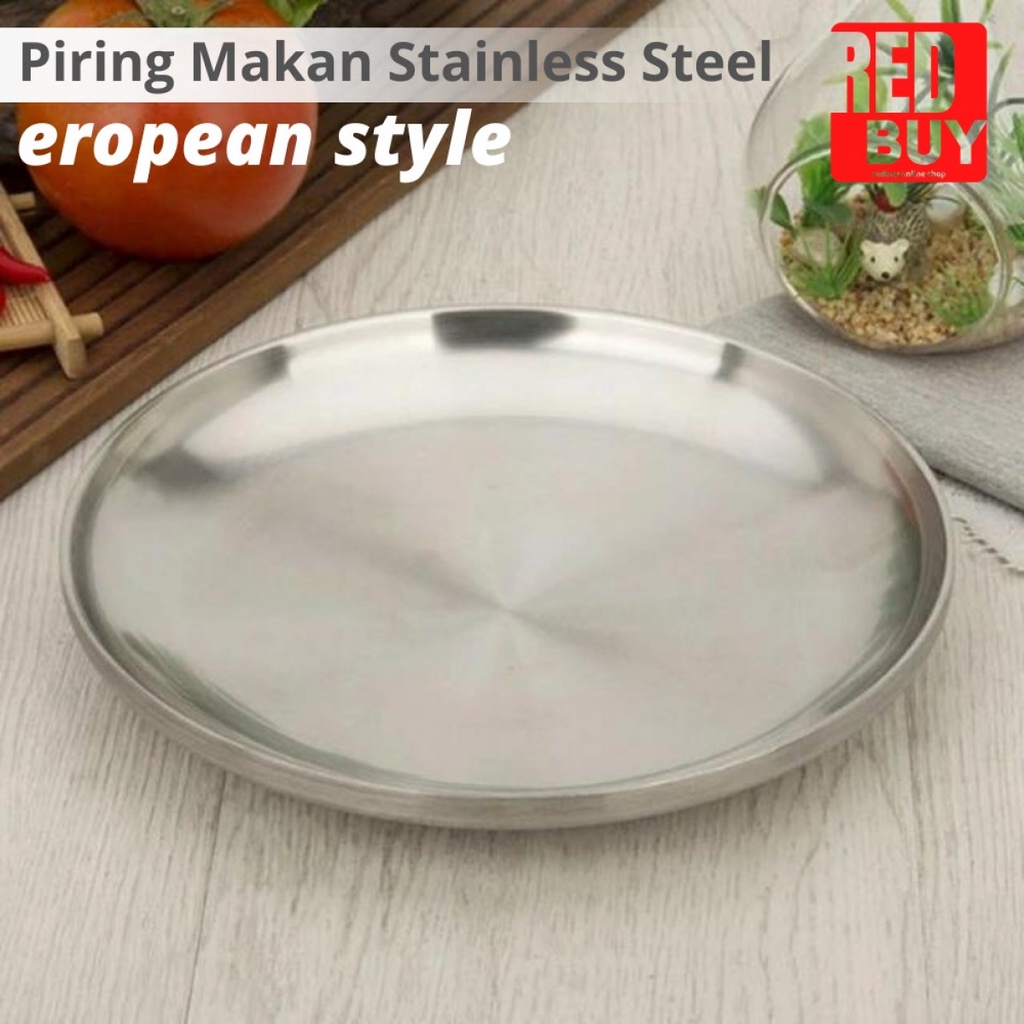 Piring Makan Eropean Style Nampan Baki Stainess Steel One Two Cups