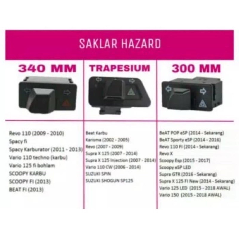 Saklar tombol HAZARD SEN SEIN HONDA BEAT KARBU NEW ORIGINAL ! TRAPESIUM 3CM 300MM 3.4CM 340MM !