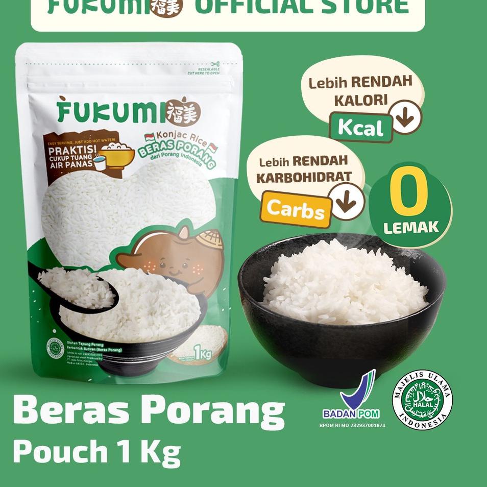 

⚡COD⚡ FUKUMI BERAS PORANG POUCH 1KG - Fukumi Shirataki Beras Konjac Rice Diet Pouch 1 Kg