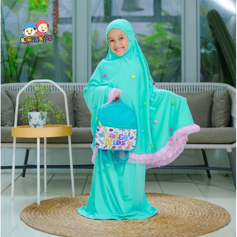 Mukena Anak Mukena Bayi Branded Nyaman Lucu Rukuh Pompom Raggakids Gratis Tas Sajadah 1-12 tahun