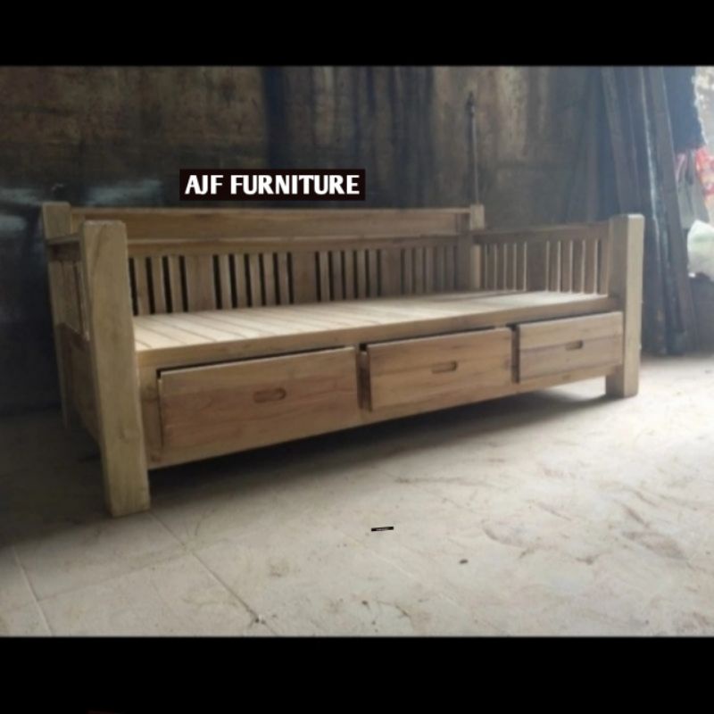 Bale bale jati minimalis Big Size 200x100cm - bangku jati panjang - bale bale jati mentahan