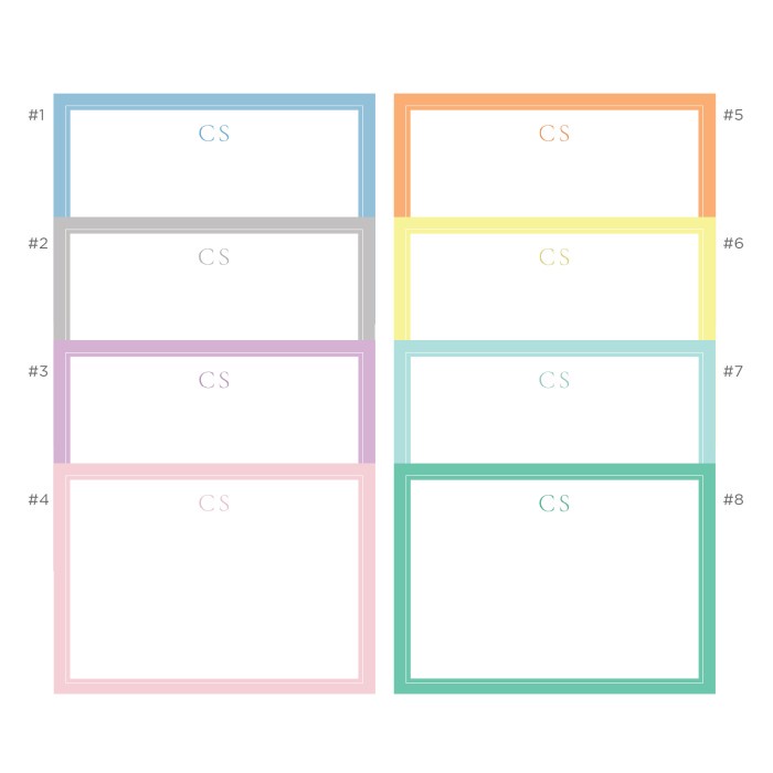 

Card Pastel Thick Border Notecard (Personalized Initials/ Name, 16Pcs)